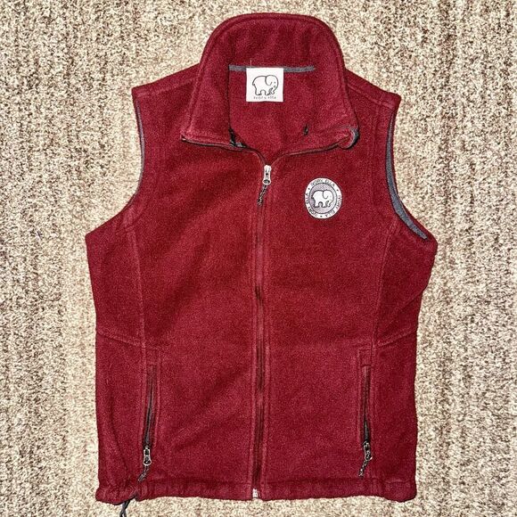 Ivory Ella Women's Maroon Fleece Full Zip Logo Vest - Picture 1 of 7